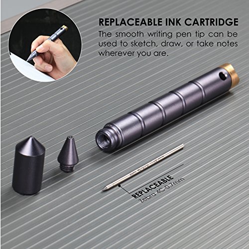 Ztylus Gadget Addix 3 in 1 RATTLE PEN: Black Ink Writing Pen, Fidget Spinner End Cap, Pressure Tip, Ergonomic Grip (Slim Aluminium Silver)