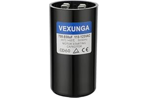 VEXUNGA 708-850 uF MFD 110-125 VAC 50/60 Hz Round Motor Start Capacitor CD60 Single Phase Capacitors for AC Motors Starting or Pool Pump or Well Pump
