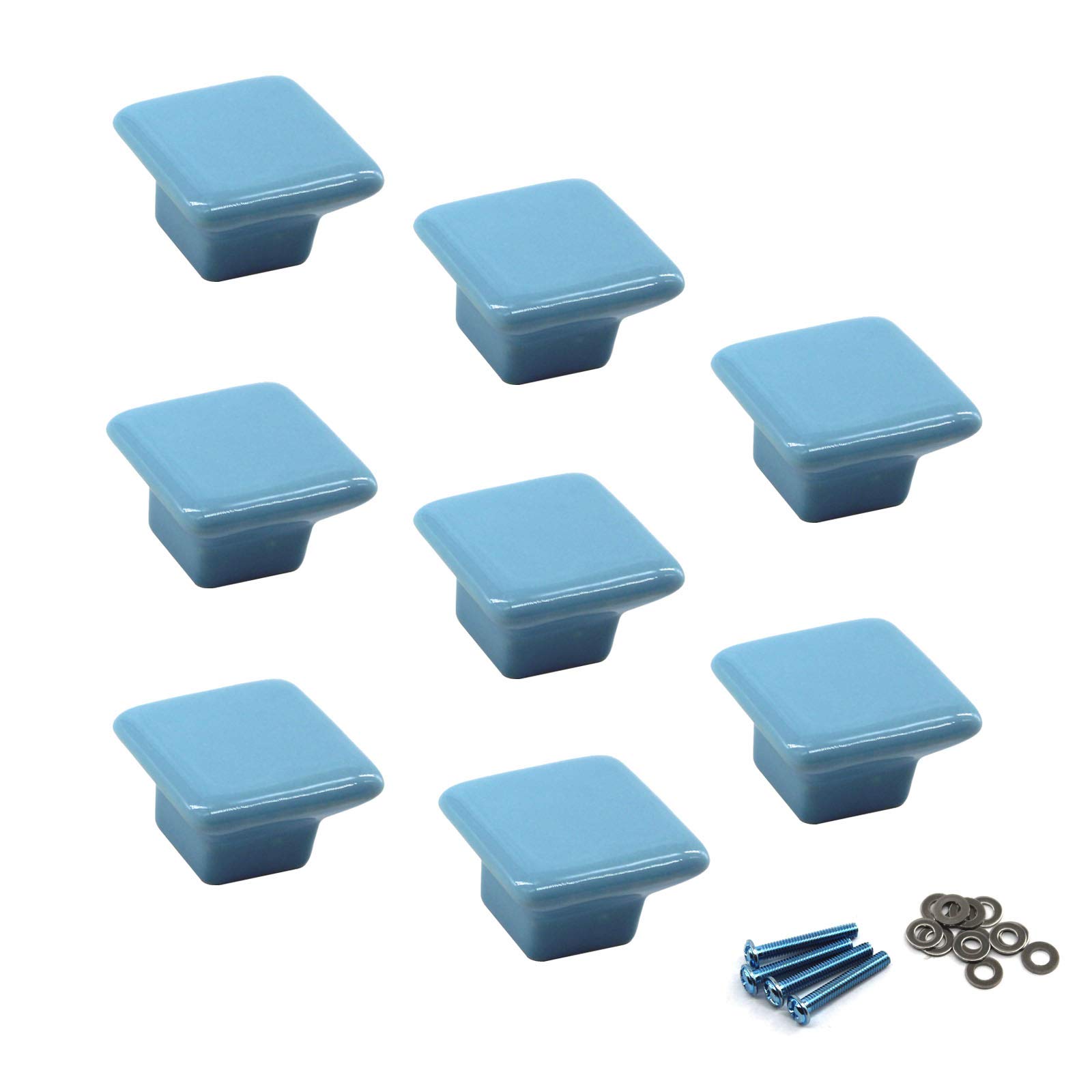 Zerniple Blue Ceramic Handle Pull Door knobs Cabinet Handles for Children's Room (8 Pieces)