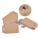 G2PLUS 100PCS Etichette in Carta Kraft,7x4C Etichette Regalo,Tag Regalo, Etichette Rettangolare