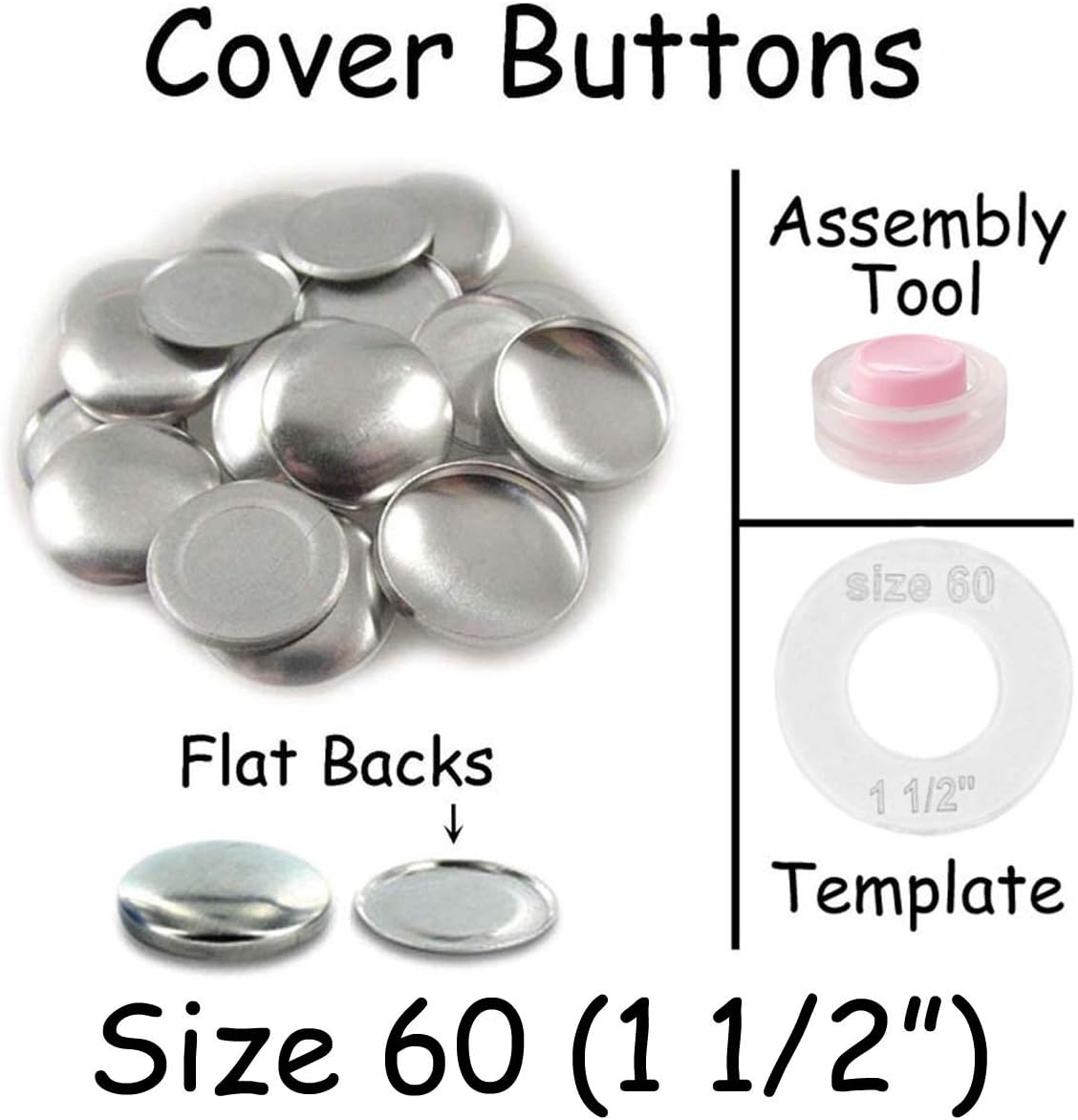 Size 60 (1 1/2") Buttons to Cover/Self Cover Buttons with