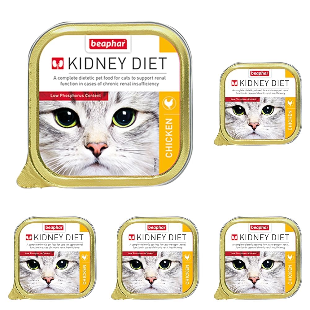 Beaphar | Kidney Diet for Cats | Supports Renal Function | Renal Insufficiency | Vet Recommended | Kidney Care | Low Protein & Low Phosphorus | Chicken Flavour | 100g (Pack of 5)