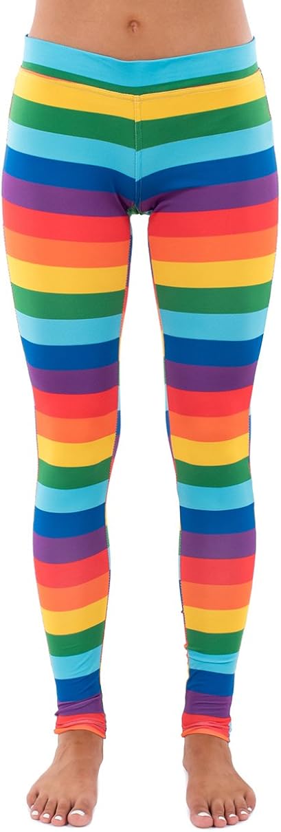 Striped Rainbow Leggings - Neon Rainbow Tights for Women