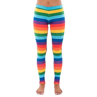 Buy Striped Rainbow Leggings - Neon 