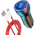 for Oneplus Car Charger 100W 80W 65W Fast Charge for One Plus 13 12 13R 12R 11 10 Pro 9 10T 8T 8 7T 7 Open Pad Nord 2T CE 3 4 N20 N30 N100, 25W PD PPS USB C Port 3ft Cable