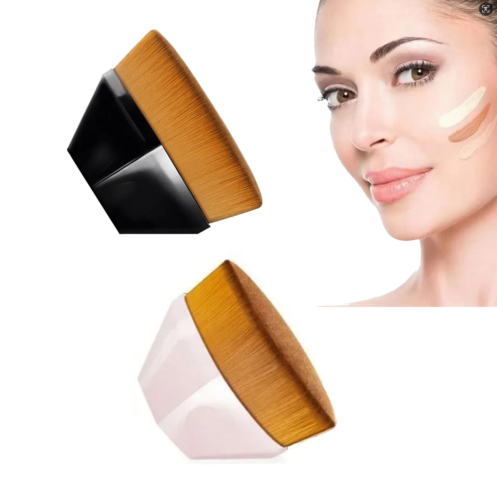 Magic Makeup Brush Beauty Powder Face Blush Brushes Portable Professional Foundation Brush Set Eye Face Cosmetic Foundation Large Soft Base Make up Brush Beauty Tool (Pink*2)