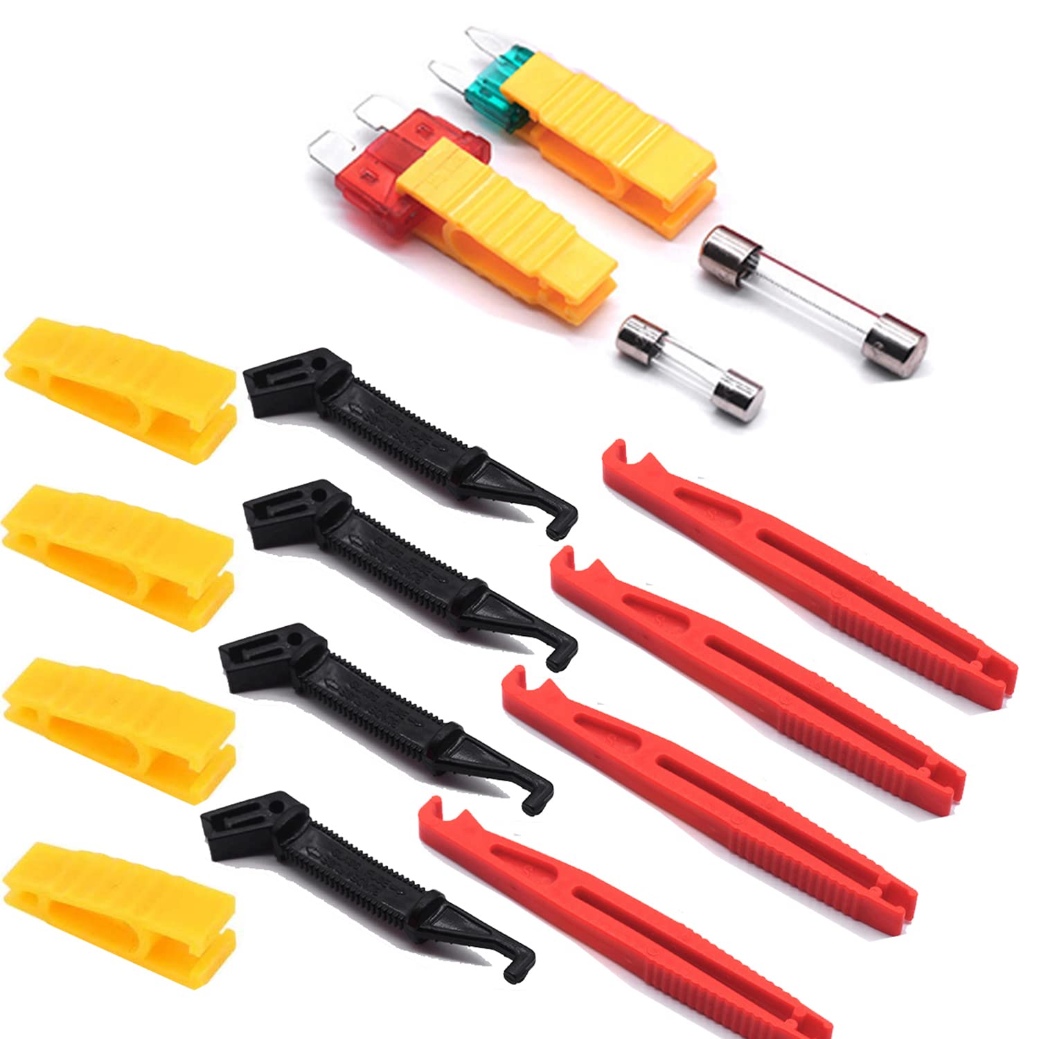 Dancepandas 12Pcs Car Fuse Removal Tool, Fuse Puller, 3 Different Shapes, ABS Material, Red, Yellow, Black