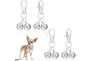 JJUNW 4 Pcs Mini Dog Collar Bells, Cat Bell, Silver Pet Pendant Accessories for Training, Loud Charms for Dogs and Cats