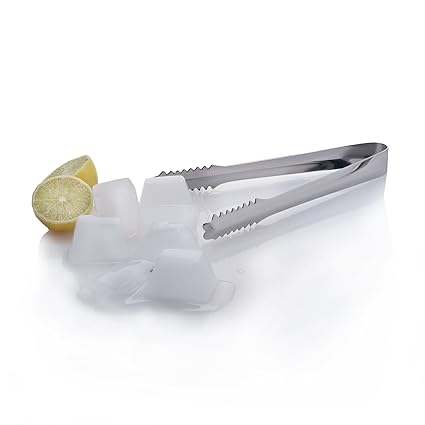Urban Snackers Ice Tong V Shape, Stainless Steel, Silver, Use for Ice Salad Roti Chapati Kitchen and Bar Serving Accessories 18 cm Home, Bar and Restaurants
