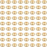 BENECREAT 300Pcs Real 14K Gold Plated Spacer Beads, 4mm Flat Heishi Spacer Beads Flat Round Disc Loose Beads for Earrings Bracelets Necklaces Making, 1.5mm Thick