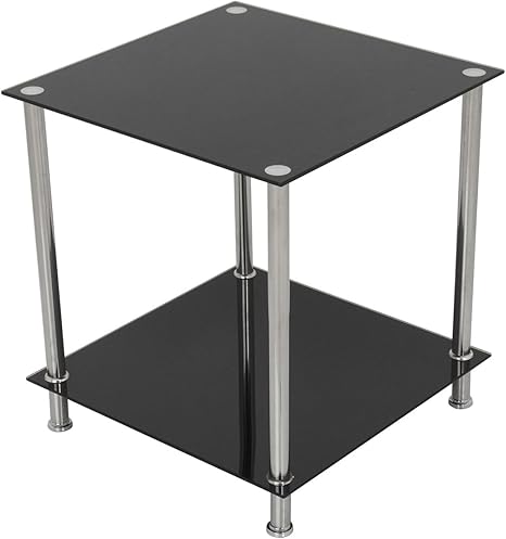 King Black Glass End Table Side Table Coffee Table Square 45cm X 45cm For Living Rooms Lounges Study Etc Amazon Co Uk Kitchen Home
