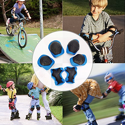 Yooan Sports Protective Gear Safety Pad Safeguard (Knee Elbow Wrist) Support Pad Set Equipment for Kids Roller Bicycle Bike Skateboard Protector Guards Pads.