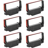 6X Yuanqimm ERC-30 ERC-34 ERC-38 B/R Ribbon Black and Red Ink Cartridge | Replacement for Epson TM-U220, TM-U230, BTP-M300, M188B Receipt Printers, Individually Sealed, Red and Black