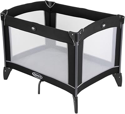 Graco Compact Travel Cot Lightweight Folding with Carry Bag Black Grey