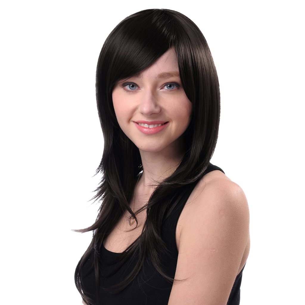 Buy Segolike Women S Side Bangs Long Straight Synthetic Hair Heat