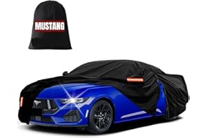 FiveFox Waterproof Car Cover for Ford Mustang & Chevy Camaro 1994-2024, Custom Fit All Weather Protection Windproof Rain Sun Hail Outdoor Full Exterior Cover with Door Zipper, 210D Oxford