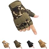 HYCOPROT Fingerless Tactical Gloves, Knuckle Protective Breathable Lightweight Outdoor Military Gloves for Shooting, Hunting, Motorcycling, Climbing