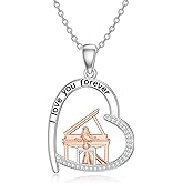 MISTBEE Violinist Necklace Sterling Silver Music Crystal Jewelry Saxophone Cello Violin Piano Flute Music Note Necklace Music Gifts for Women Girl Daughter