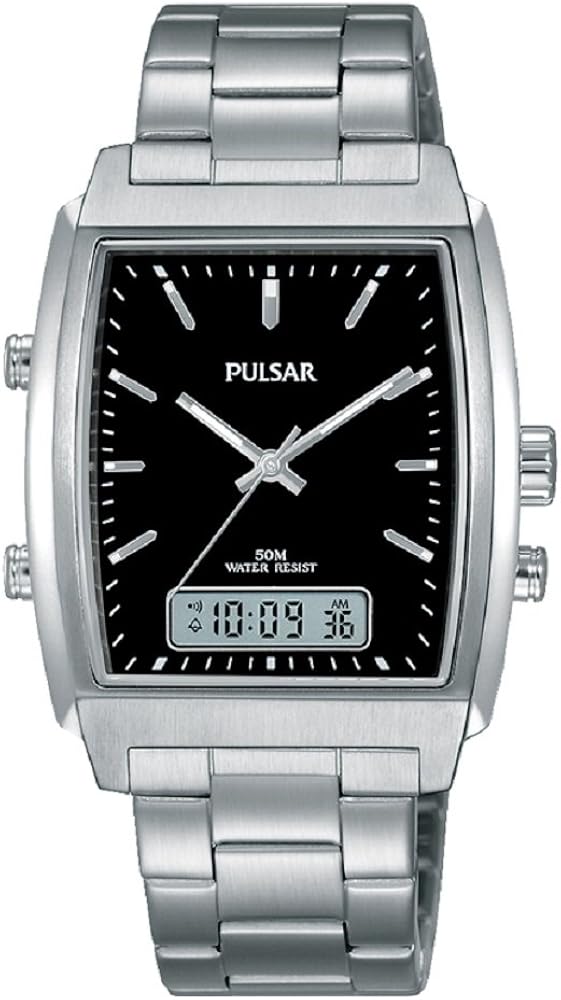 Pulsar Mens AnalogueDigital Quartz Watch with Stainless Steel Strap