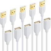 Besgoods USB Extension Cable, [5Pack] 10 ft Extra Long Type A Male to Female USB 2.0 Extender Cord USB A Charging &amp; Data Transfer for Keyboard, Mouse, Printer, Flash Drive, Hard Drive, Phone - White