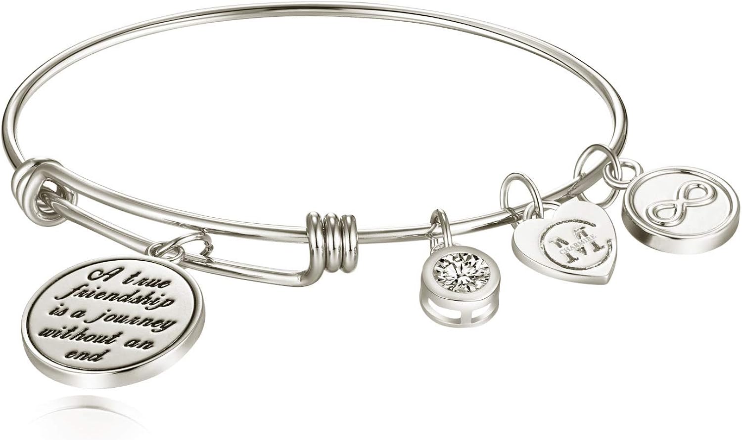 A True Friendship is a Journey Without an end Womens Charm Bangle Bracelet Jewelry Gifts: Jewelry
