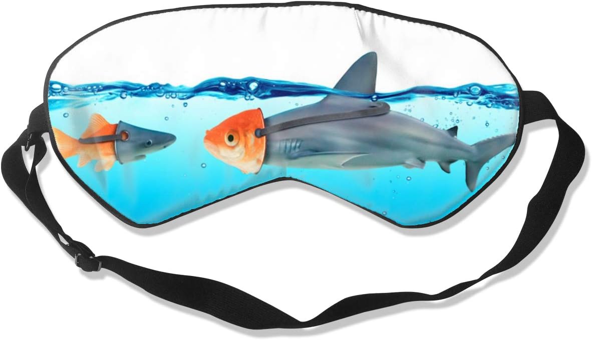 100% Silk Sleep Mask Eye Mask Shark and Goldfish Comfortable Soft Best Sleeping Eyeshade Blindfold with Adjustable Strap for Travel Work Naps Blocks Light