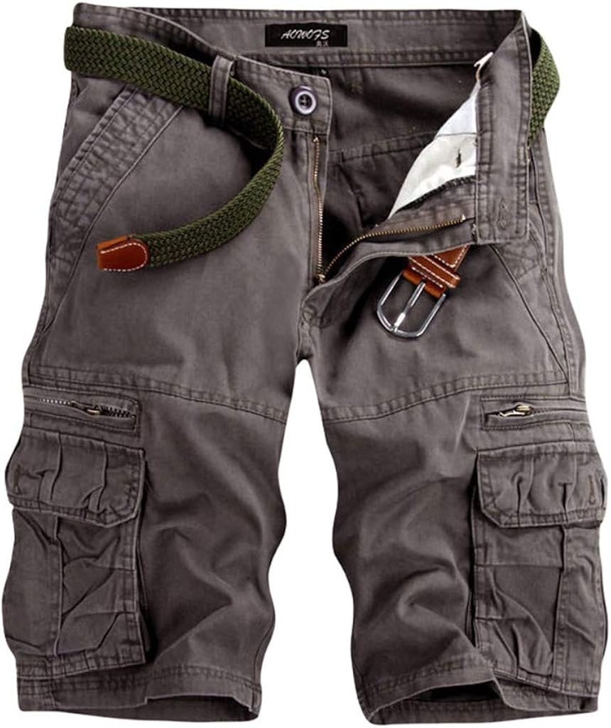 SoeHir Men's Casual Solid Outdoors Cargo Shorts Pocket Beach Work Trouser