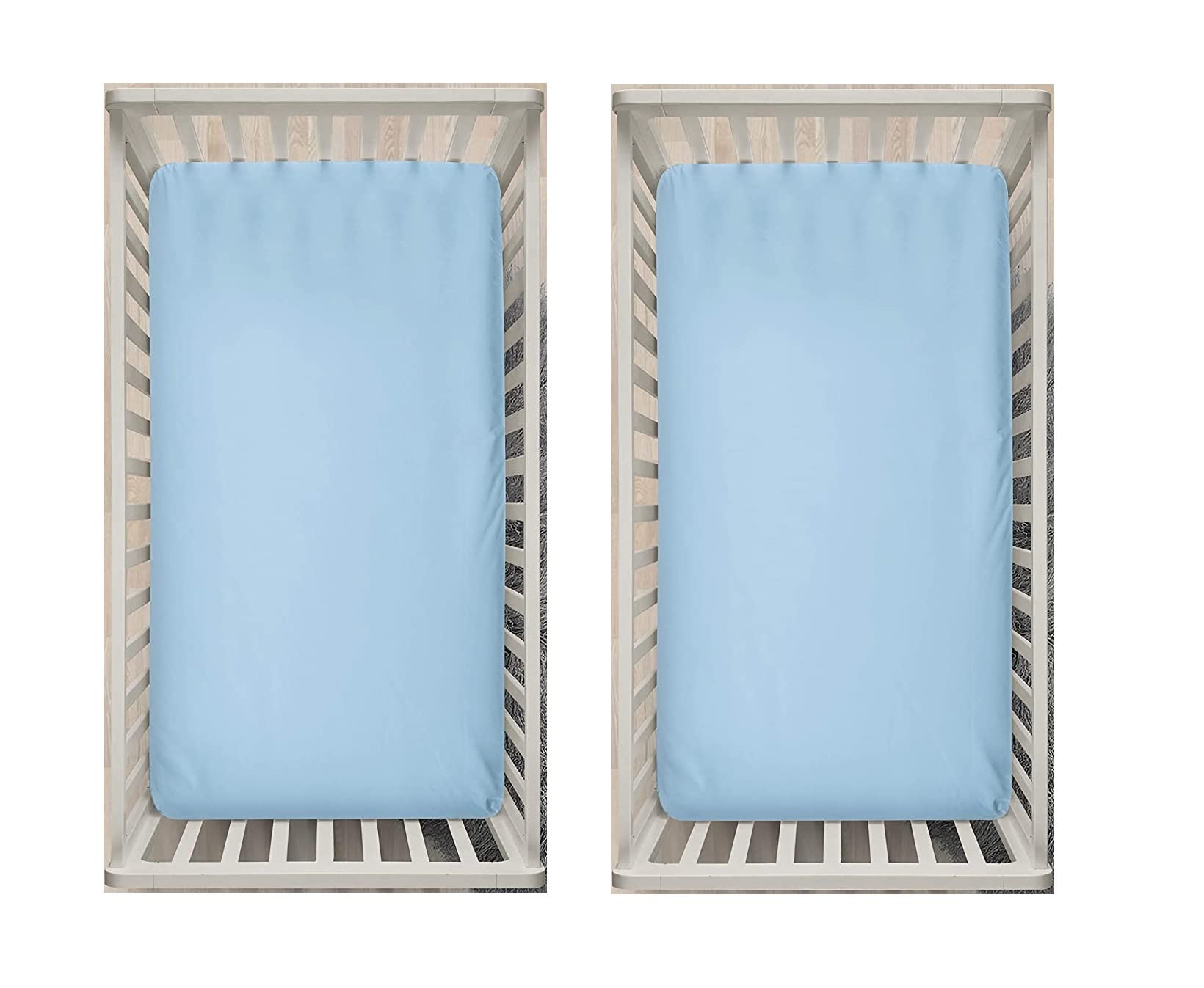 Dudu N Girlie Fitted Crib Sheets 51x85 Compatible with Chicco Next to Me | Soft Jersey Cotton Baby Bed Sheets | Hypoallergenic, Breathable & Easy Care (Pack of 2, Blue)