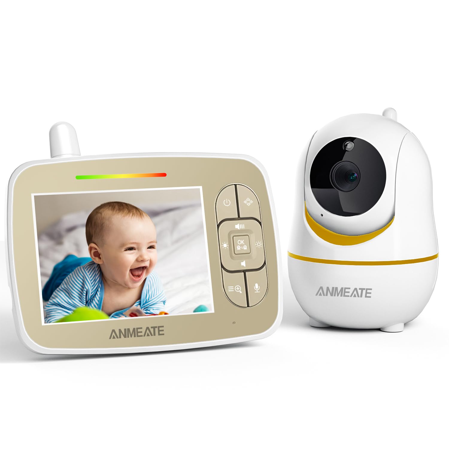ANMEATE Baby Monitor with Remote PanTiltZoom Camera, 3.5” Large