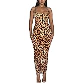 Women's Spaghetti Strap Bodycon Dress - Summer Casual Maxi Club Party Long Tight Slip Dresses