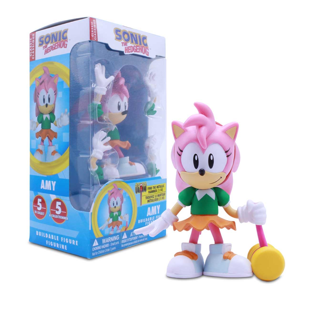 Sonic The Hedgehog Amy Rose 4″ Buildable Action Figure – Sonic The Hedgehog Series 2 Collectible with Interchangeable Parts & Surprise Hammer Accessory