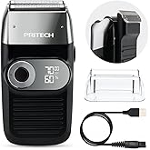 PRITECH Foil and Bald Shavers 2 in 1 Electric Shaver for Men Foil Blade and PopupTrimmer with Rechargeable 3 Adjustable Speeds Men's Shaver (Black Silver)