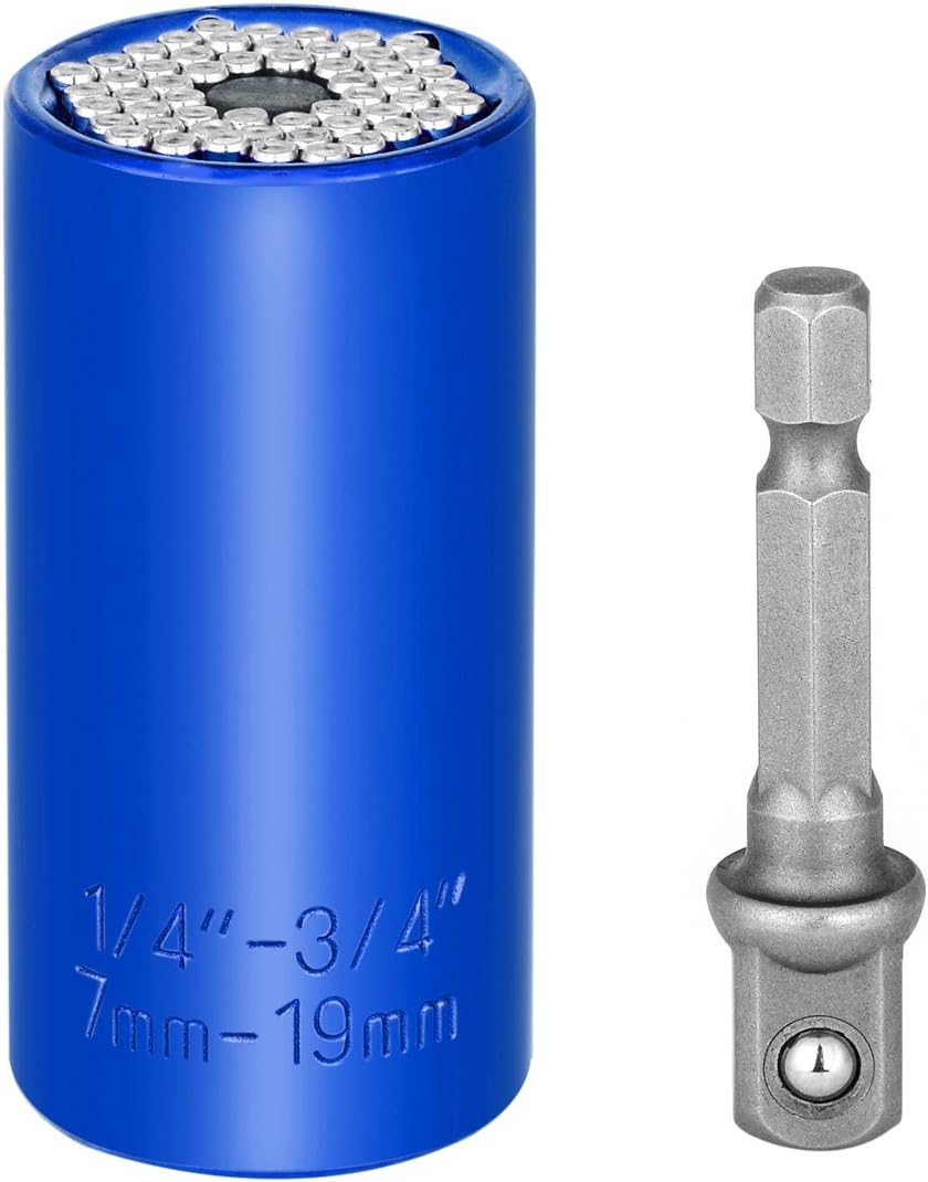 Multi-function Universal Sockets Wrench Power Drill Adapter Set, Magic Spanner, Multi Socket Wrench, Professional Repair Tools(7-19mm 2 SET Blue)