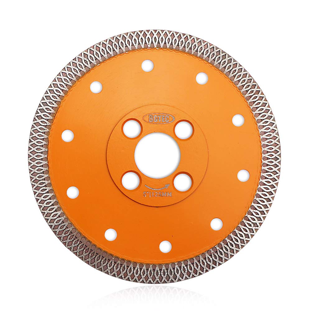 BGTEC Diamond Porcelain Saw Blades,125mm X Mesh Turbo Tiles Blades 22.23mm Bore for Porcelain Tile Granite Marbles Cutting Disc