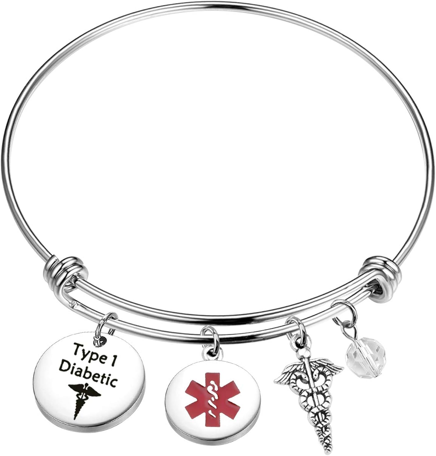 PLITI Medical Alert ID Awareness Bracelet for Women Type 1