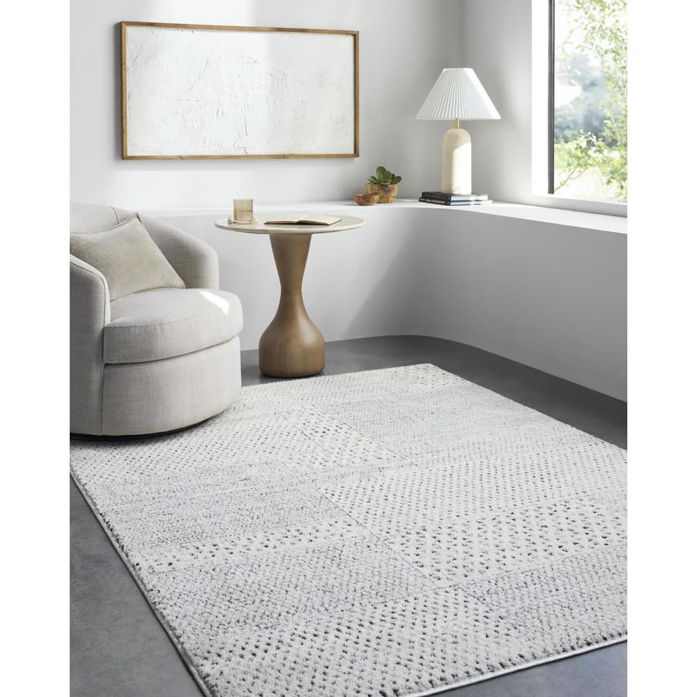 Livabliss x Galey Alix Architect III Modern Geometric Area Rug, 7’10” x 10′ (8′ x 10′), Gray/Black