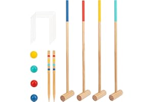 TOOKYLAND Kids Wooden Croquet Set - 17pcs - 4 Player Game Set with Carry Bag, Ages 3+
