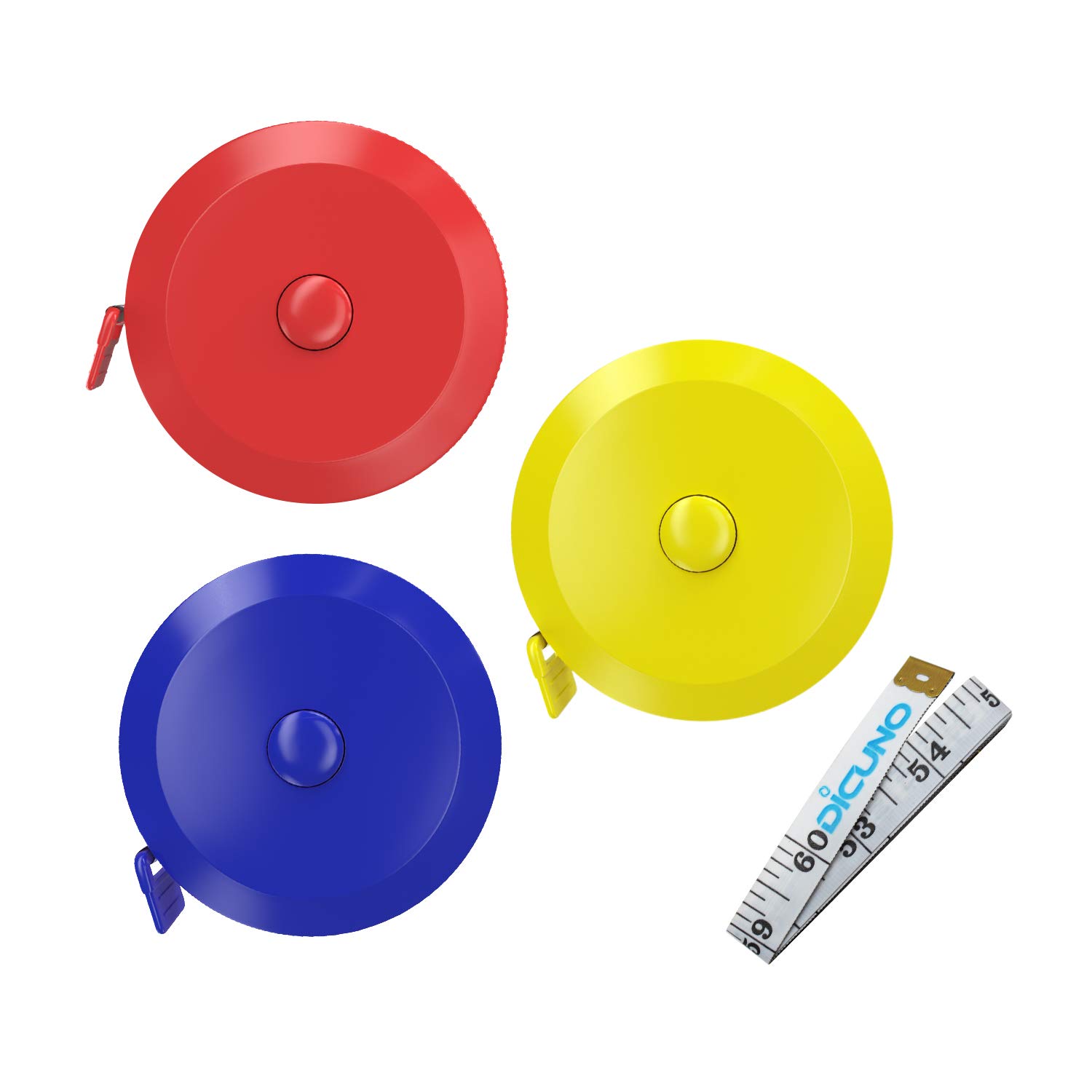 DiCUNO 1.5M 60Inch Soft and Retractable Tape Body Tailor Sewing Craft Cloth Dieting Measuring Tape Package with 3 Colors