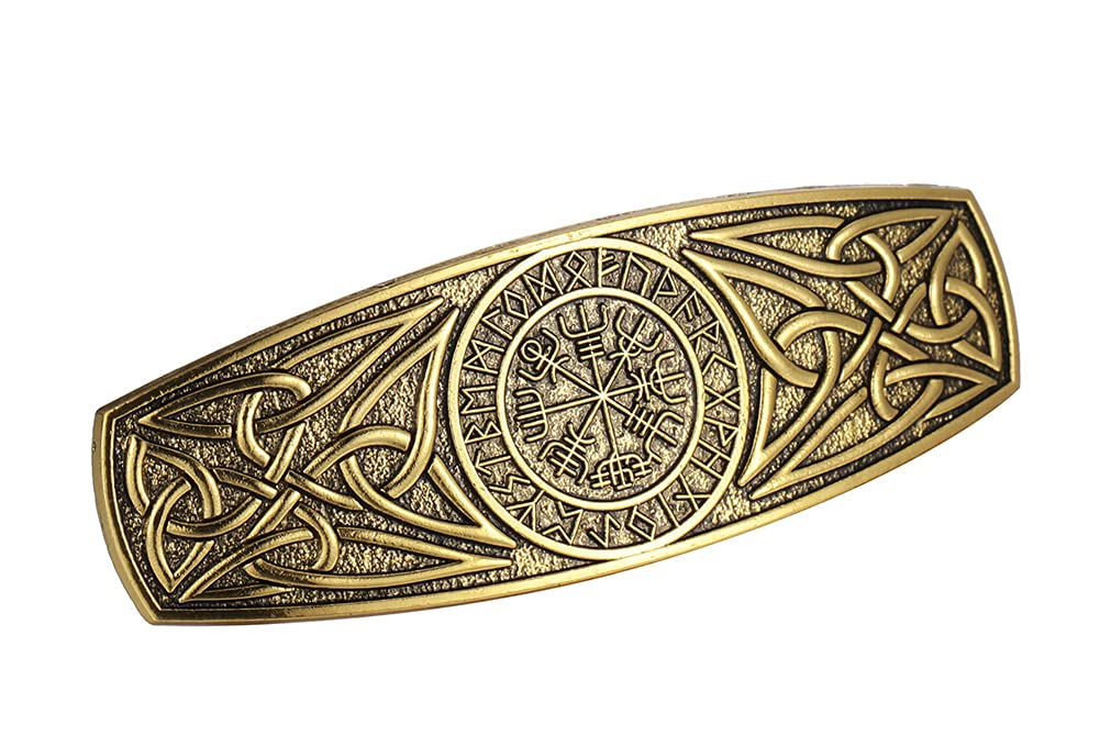 KKJOY Metal Celtic Knot Barrettes Vintage 24 Runes Compass Hair Clips Hand Crafted Spring Clip Hair Pin Headpieces Wedding Bridal Hair Accessories for Women Girls