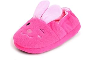 Enteer Baby Girls Cute Cartoon Warm House Slippers with Non-Slip Rubber Sole
