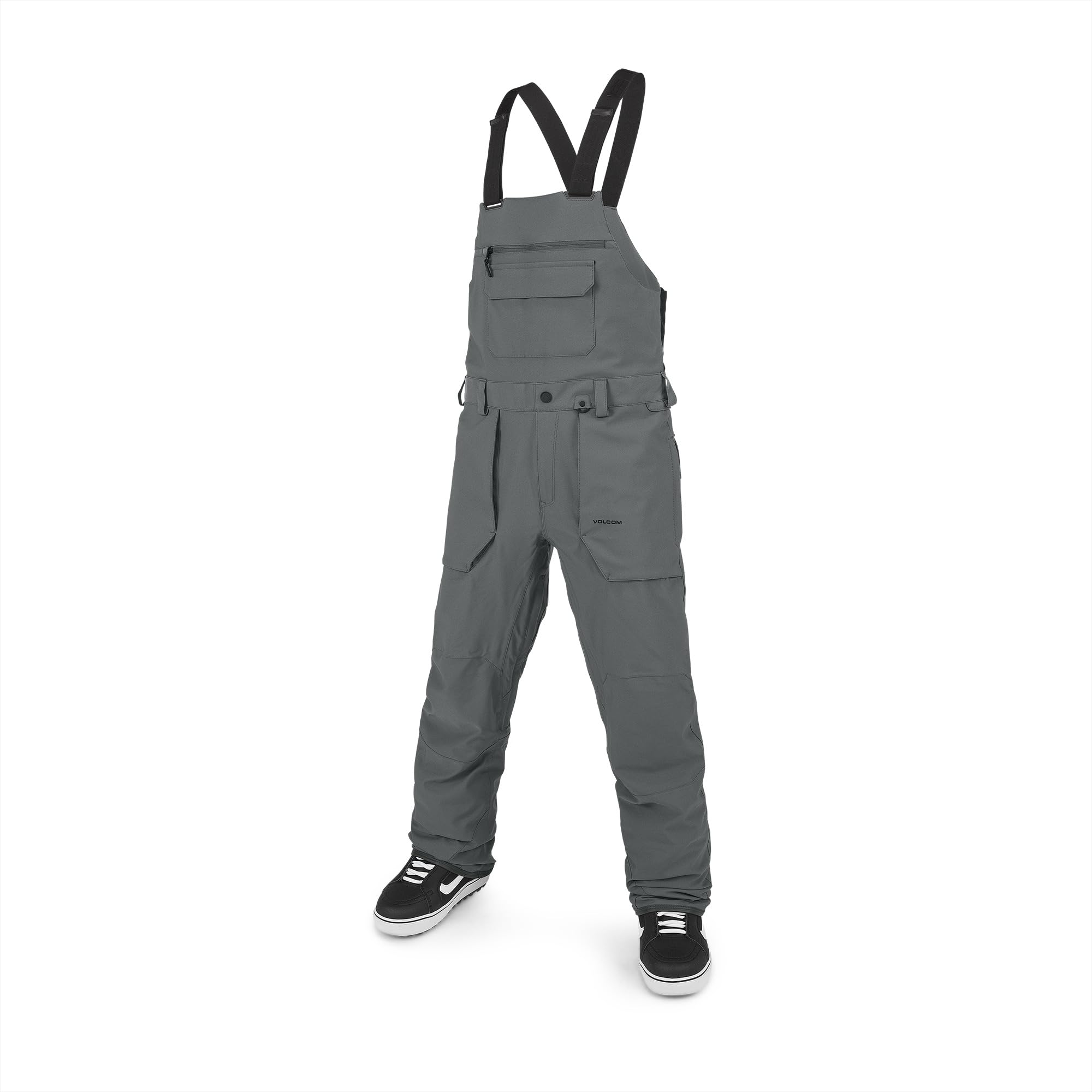 Volcom Men’s Roan Bib Overall Snowboard Pant, Dark Grey S4, X-Small