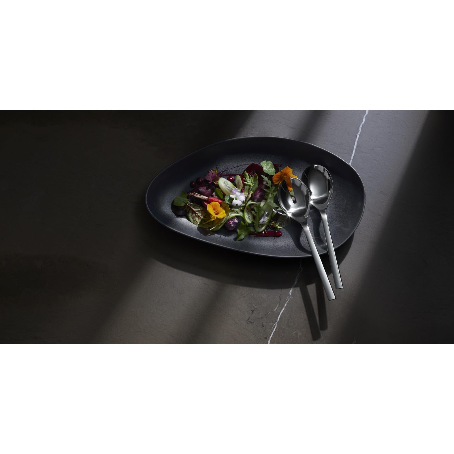 WMF Nuova Salatbesteck Edelstahl 25 cm, klein, Salatgabel und Servierlöffel, Cromargan Edelstahl poliert, glänzend, spülmaschinengeeignet 3