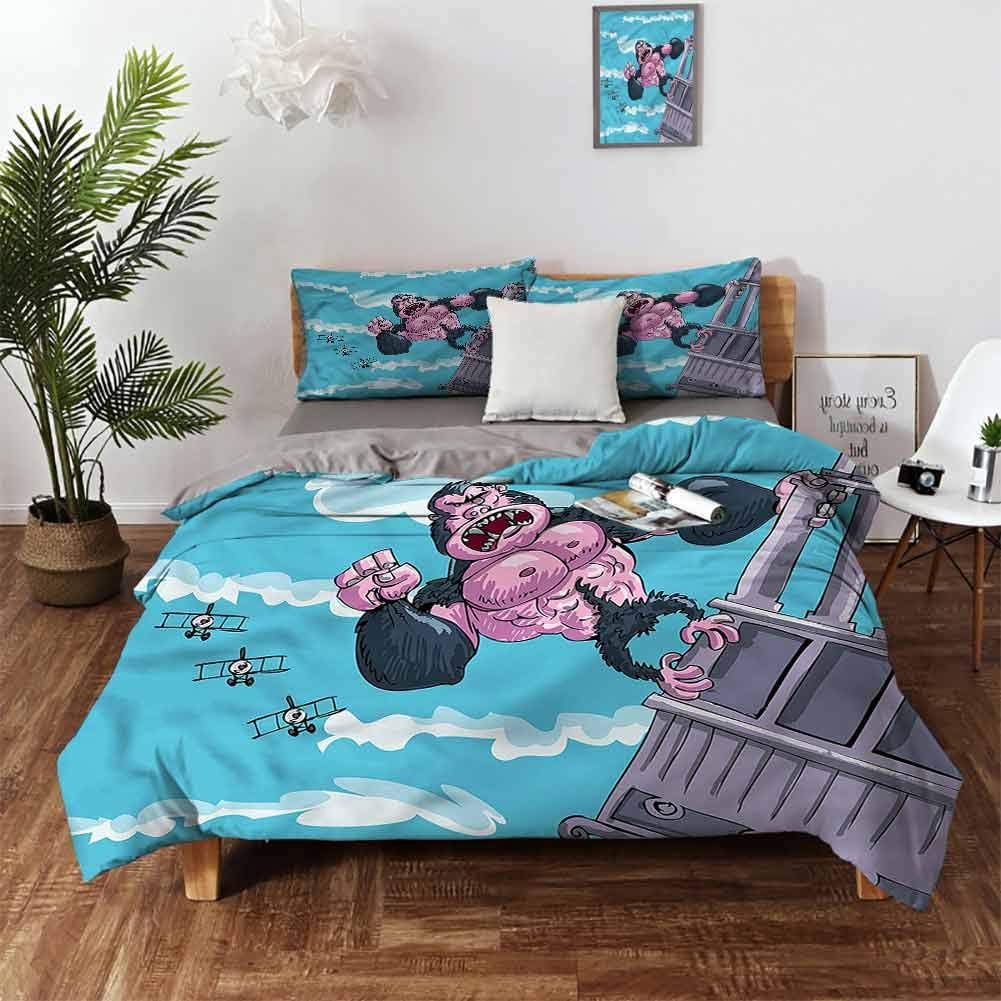 Bedding Duvet Cover, Cartoon Furious King Kong Gorilla Bedding Sets 3