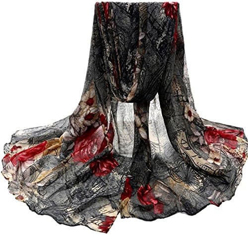 Winter Large Blanket Wrap Shawl, Winhurn scarfs for women lightweight Beautiful Fashion Voile Flower Long Size Women Scarf Wrap Satin-Silk Scarf NEW