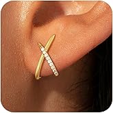 Gold Stud Earrings for Women 14k Gold Silver Plated Stud Earrings Dainty Small Double Studs Hypoallergenic Small Earring Gifts for Women