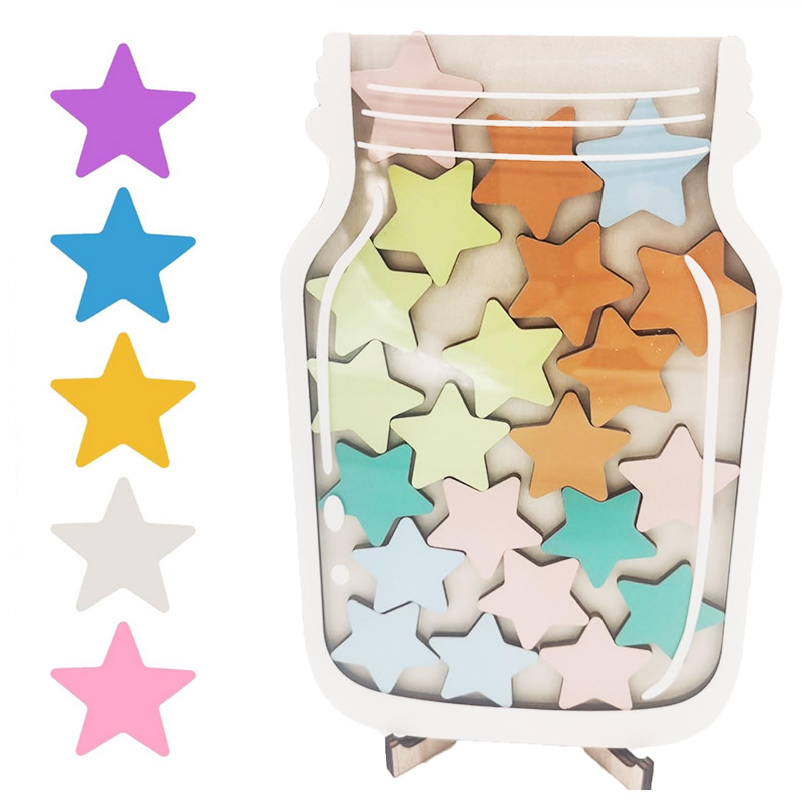Wmzjnljy Reward Jar With Star Tokens, Classroom Reward Jar, Motivate Good Behavior Reward Jar or Home School Classroom Teacher Parent, Star Collect Jar Reward Chart(Z42-1)