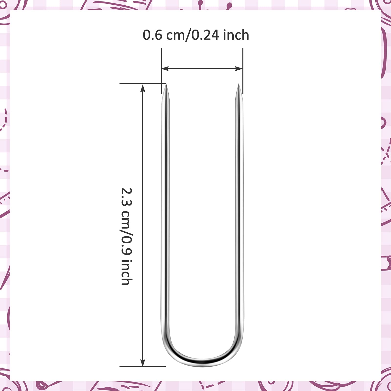 MTLEE 200 Pieces Fork Pins for Quilting Sewing Double Needlecraft Blocking Stainless Steel U-pins for DIY Sewing Jewelry Craft Making, 0.91 x 0.2 Inch(Classic,Silver)