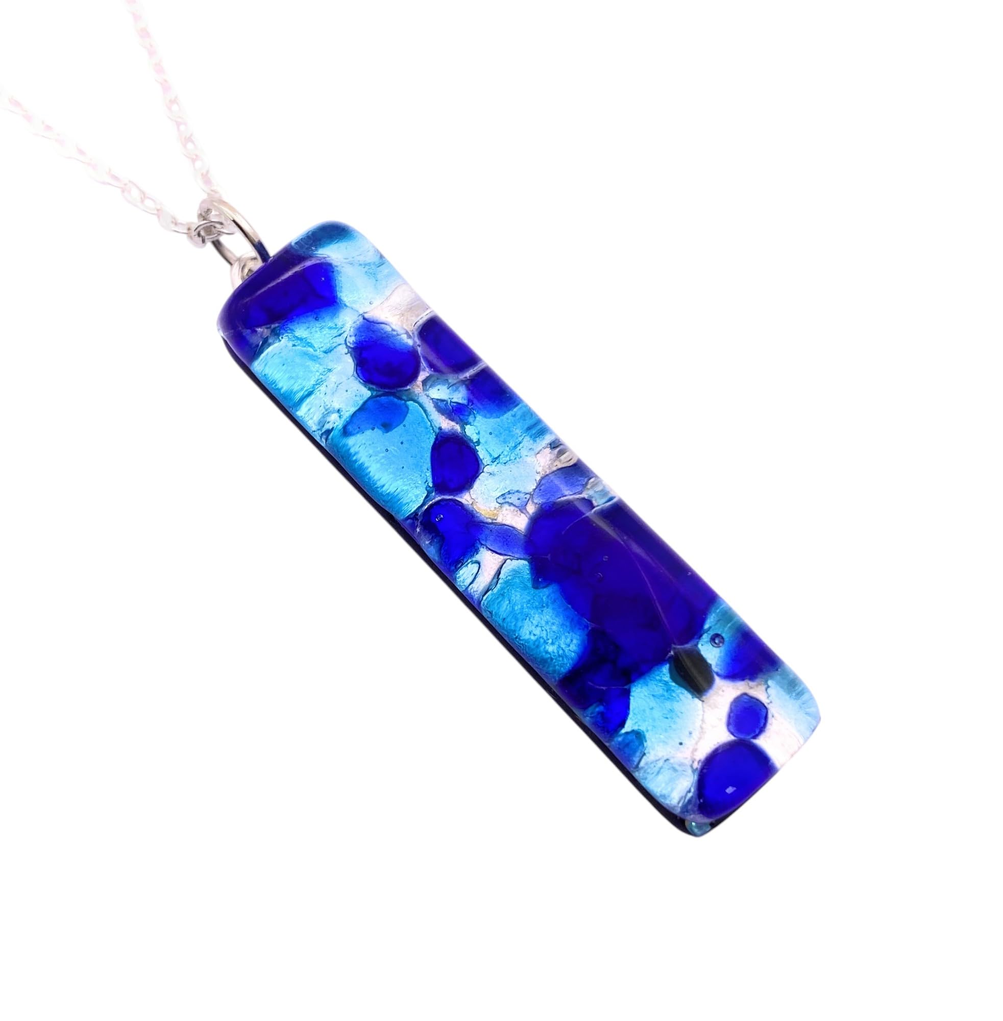 Handmade Murano Glass Pendant, Murano Glass Jewellery from Venice Italy made using Silver Leaf, 4cm x 1cm (Lisa)