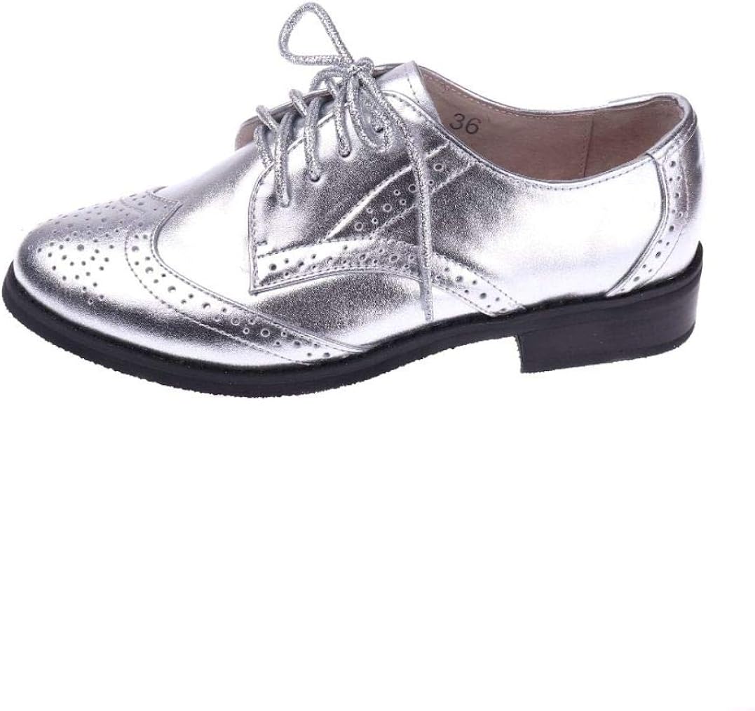 silver lace up oxfords