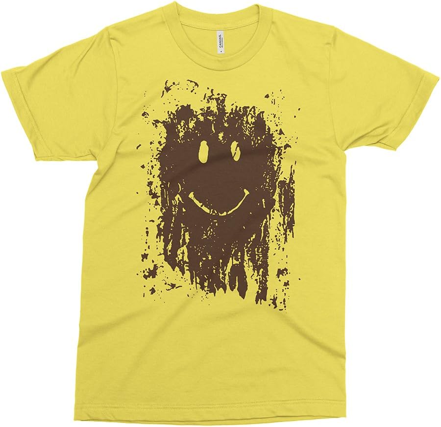 PixiePrints Mud Splatter Smiley Face - Funny, Forest Gump Running T-Shirt